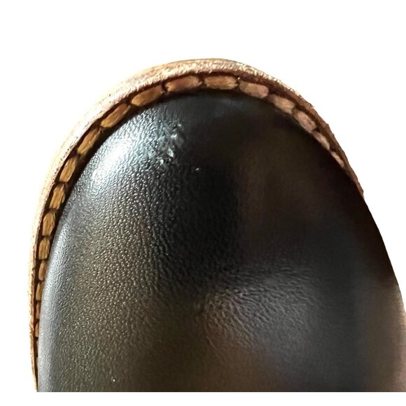 Madewell Women’s Size 8 Leather Mules  2.5” stacked wood Heel Slip On - Picture 4 of 7